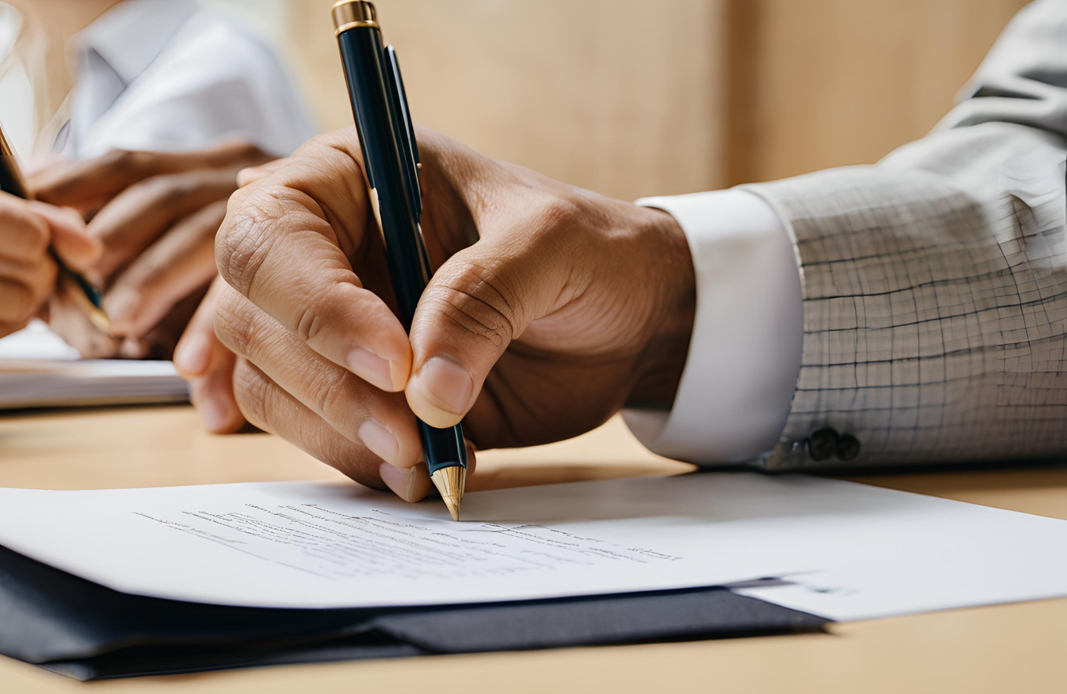 A close-up shot of a hand signing a document. This symbolises the commitment and agreement to the terms outlined in the Memorandum and Articles of Association.