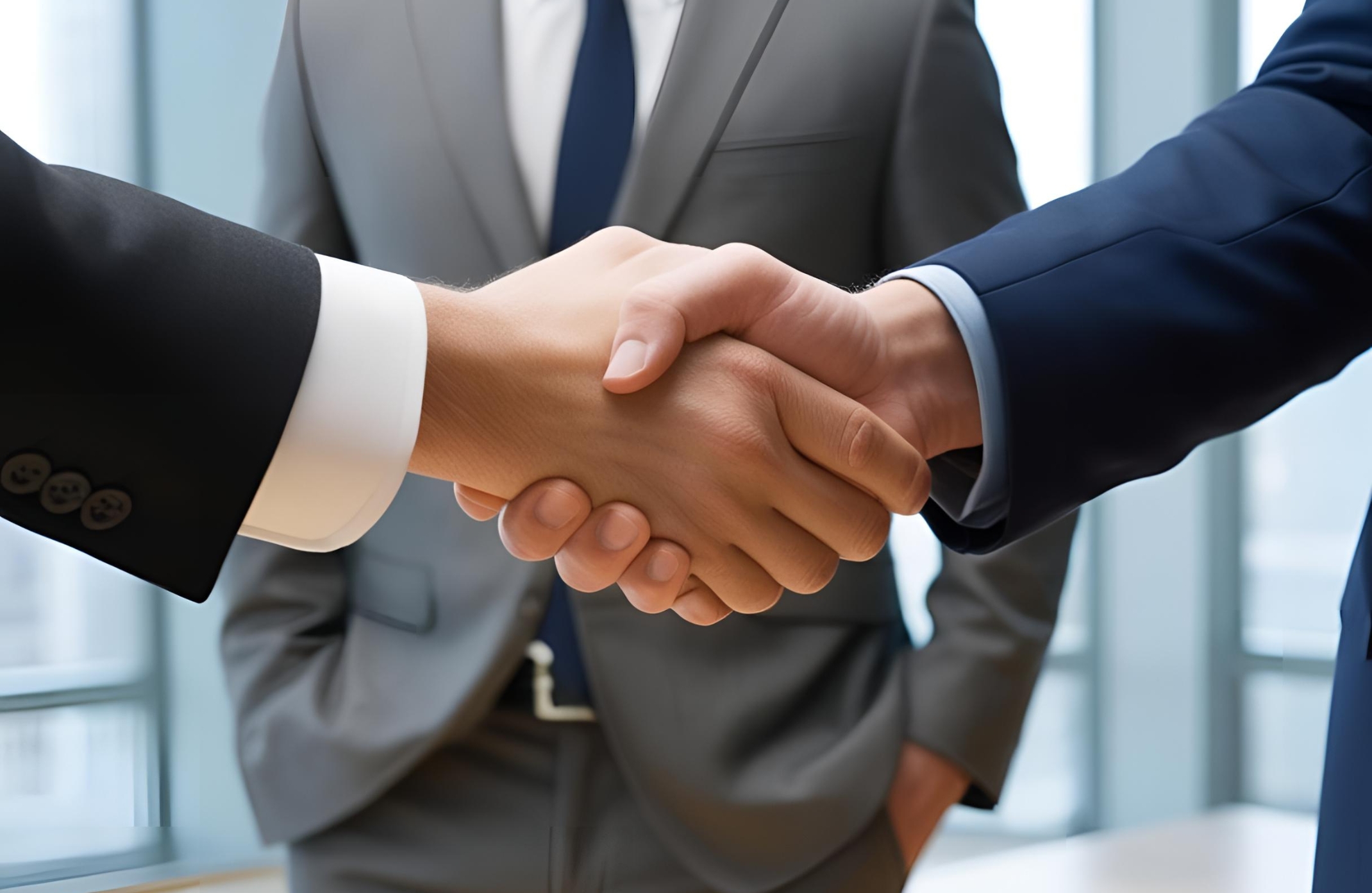 A professional handshake between two individuals in a business setting. This symbolises trust, partnership, and recognition in the business world.